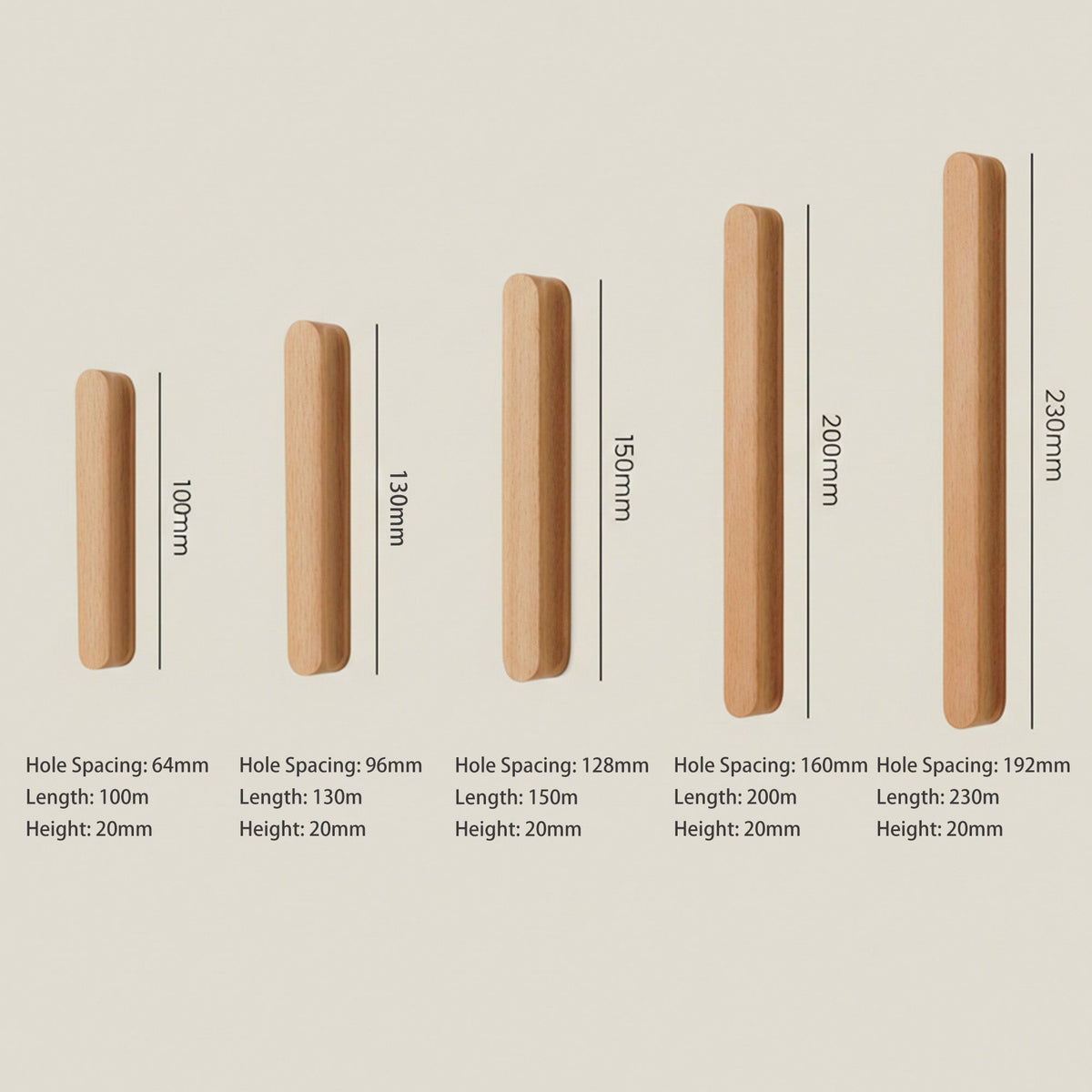Beech Wood Cabinet Pull – Modern Wooden Drawer Handle