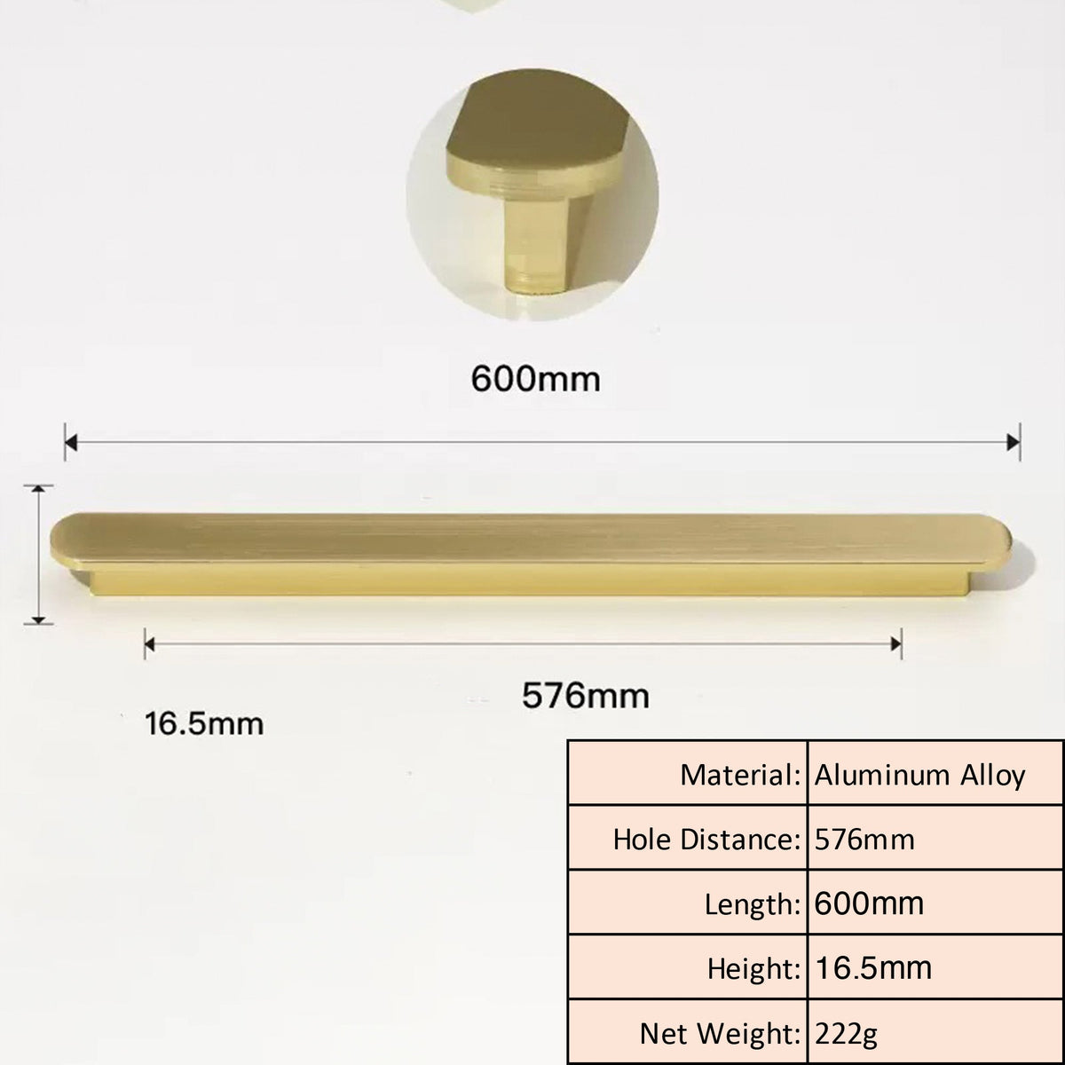 Brushed Gold Slim Cabinet Pull