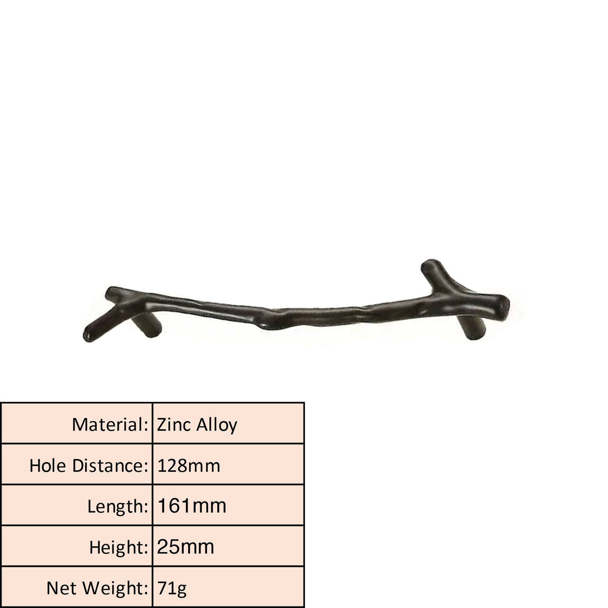 Natural Branch Matte Black Cabinet Knob and Pull