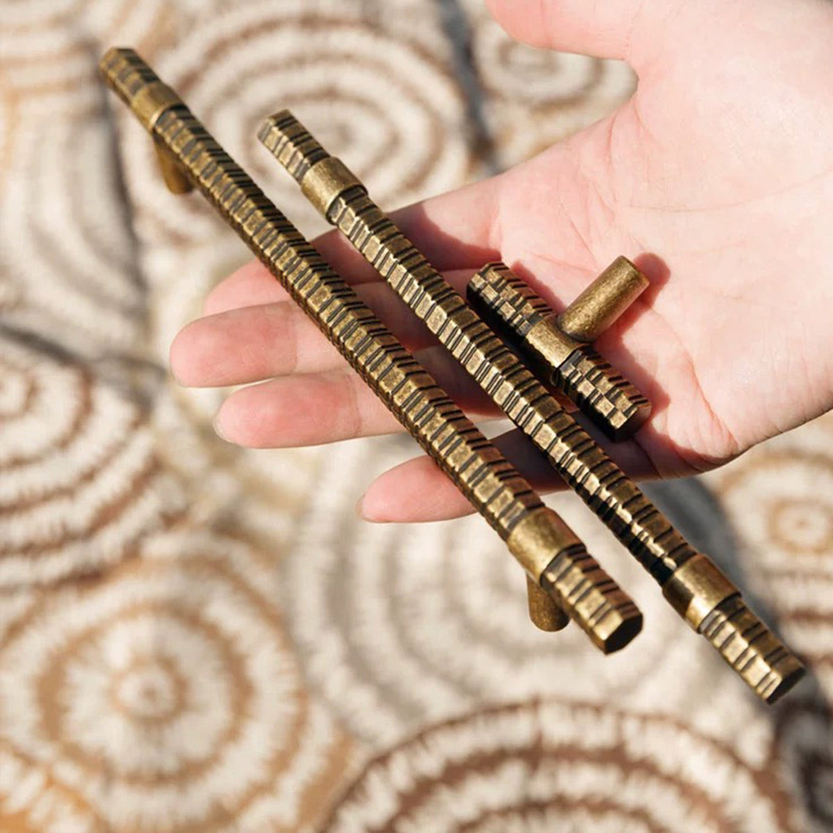 Antique Brass Textured T-Bar Cabinet Pull