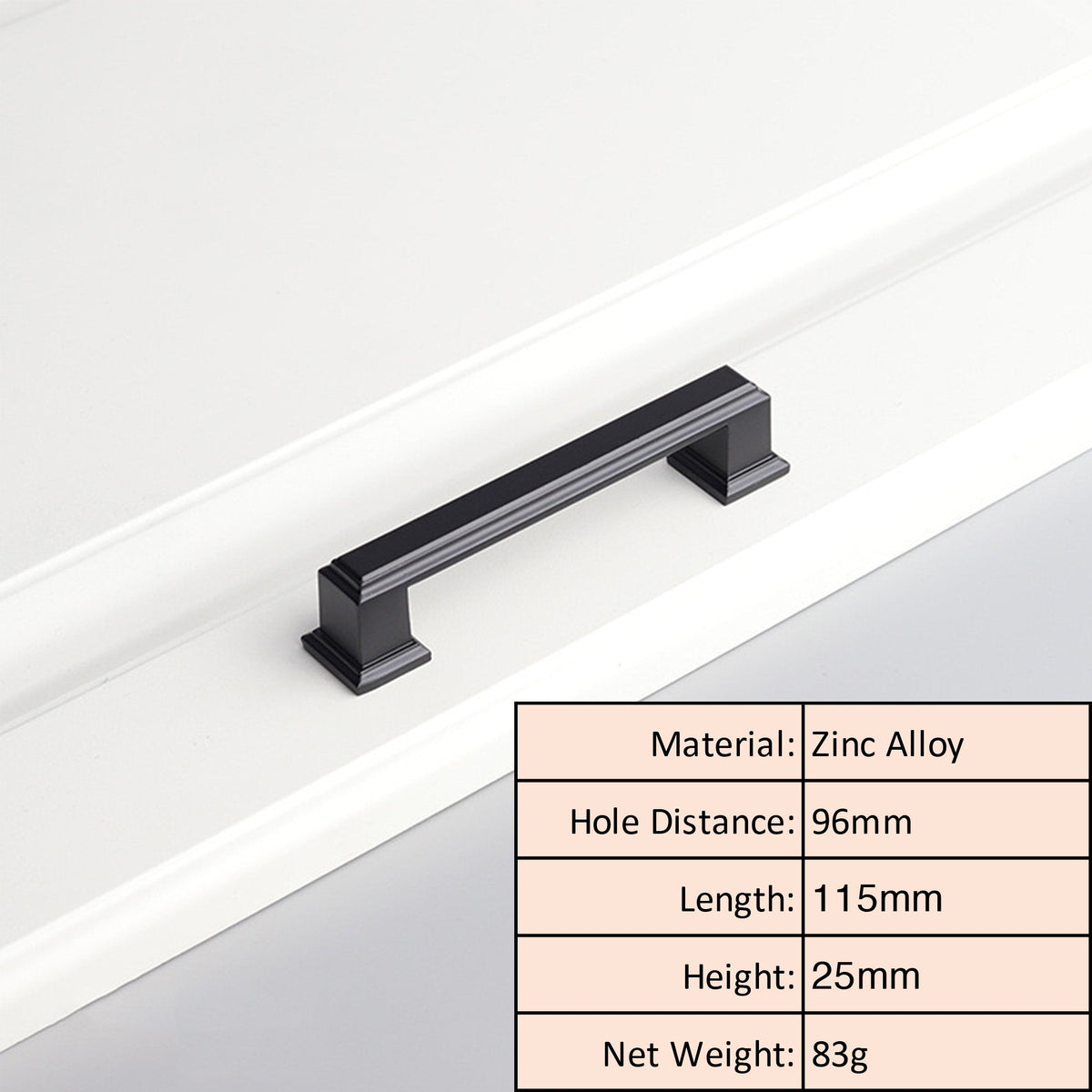 Matte Black Square Cabinet Knob and Pull