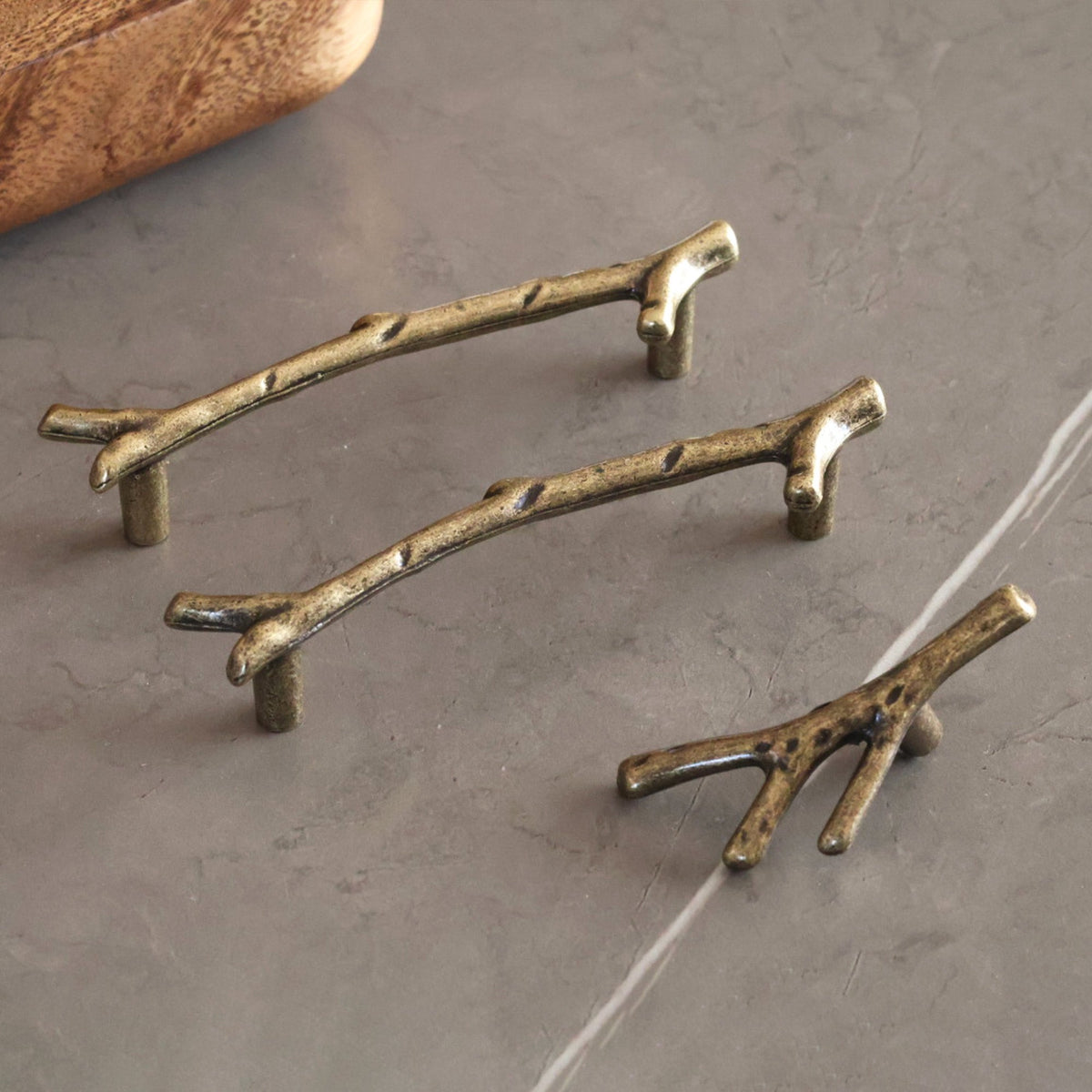 Natural Branch Cabinet Knob and Pull Antique Bronze