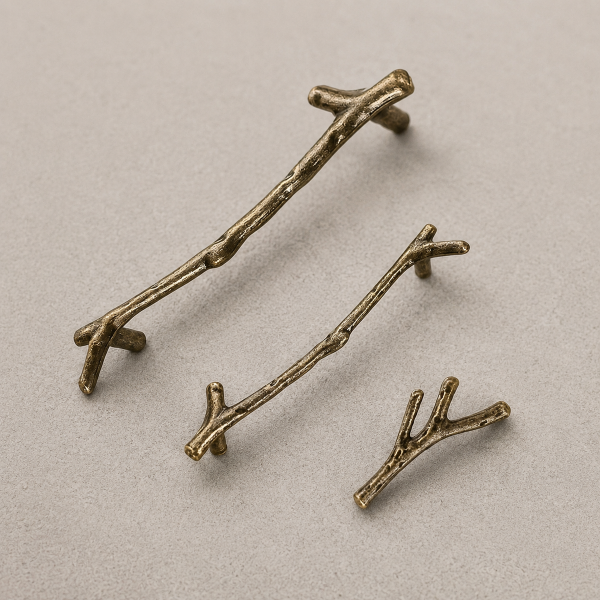 Natural Branch Cabinet Knob and Pull Antique Bronze