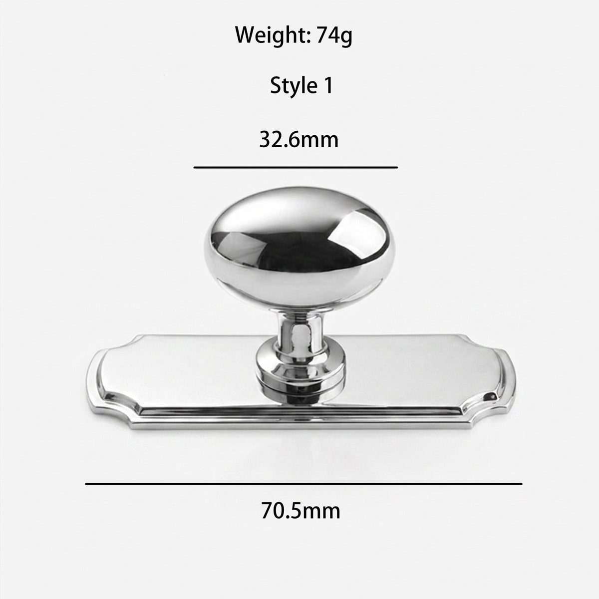 Polished Chrome Cabinet Knob with Backplate Oval / Round