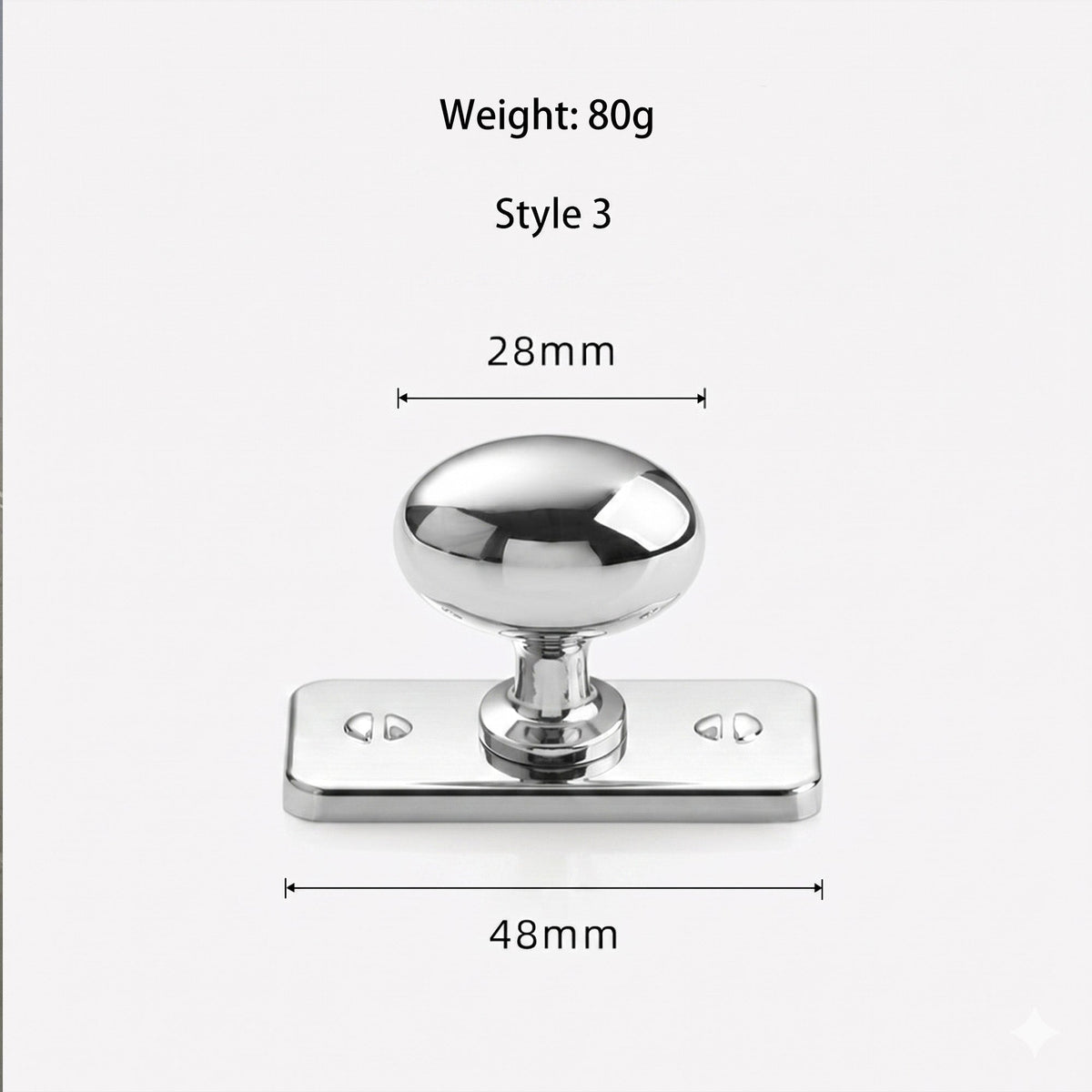 Polished Chrome Cabinet Knob with Backplate Oval / Round