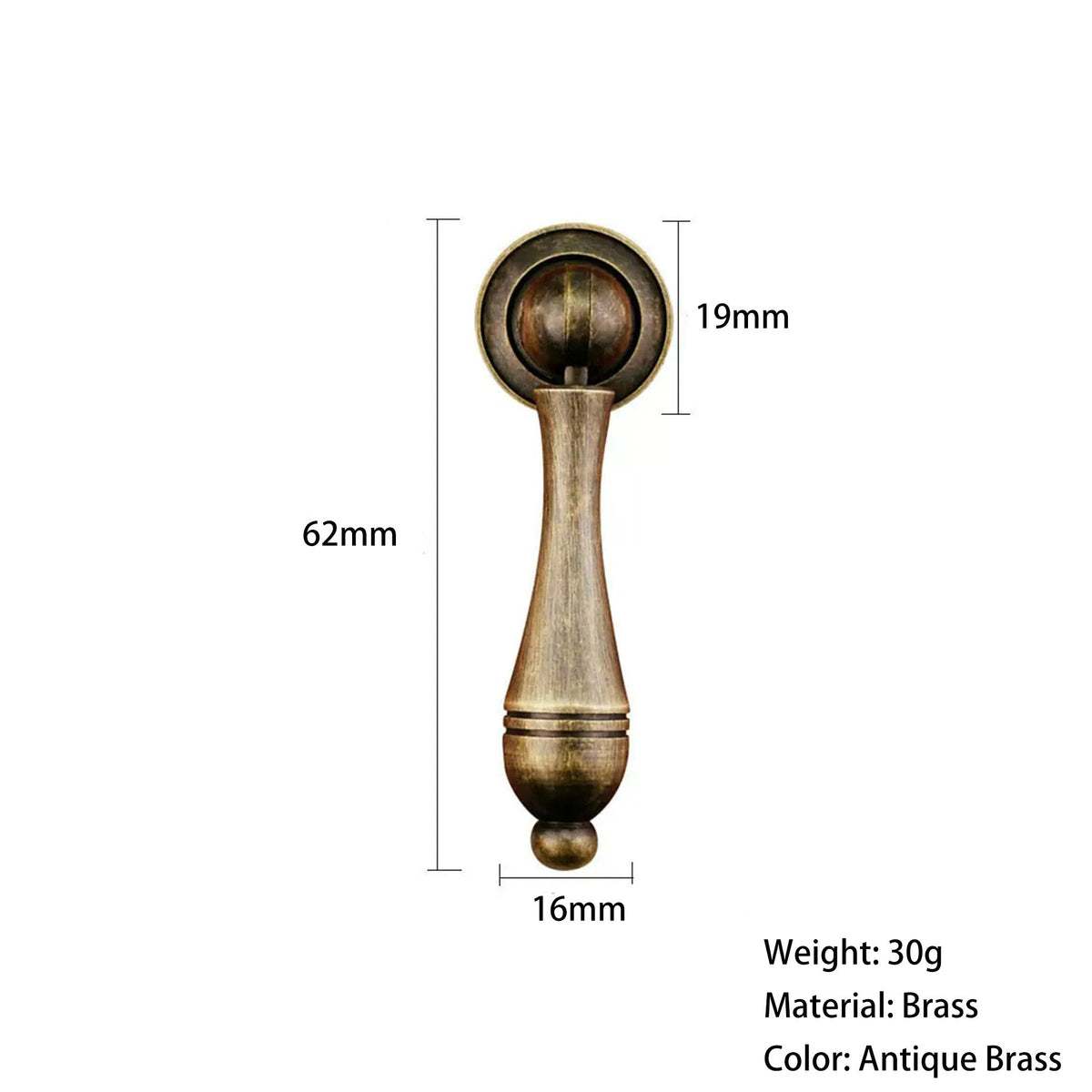 Vintage Teadrop Shape Cabinet Pull Brass / Antique Bronze