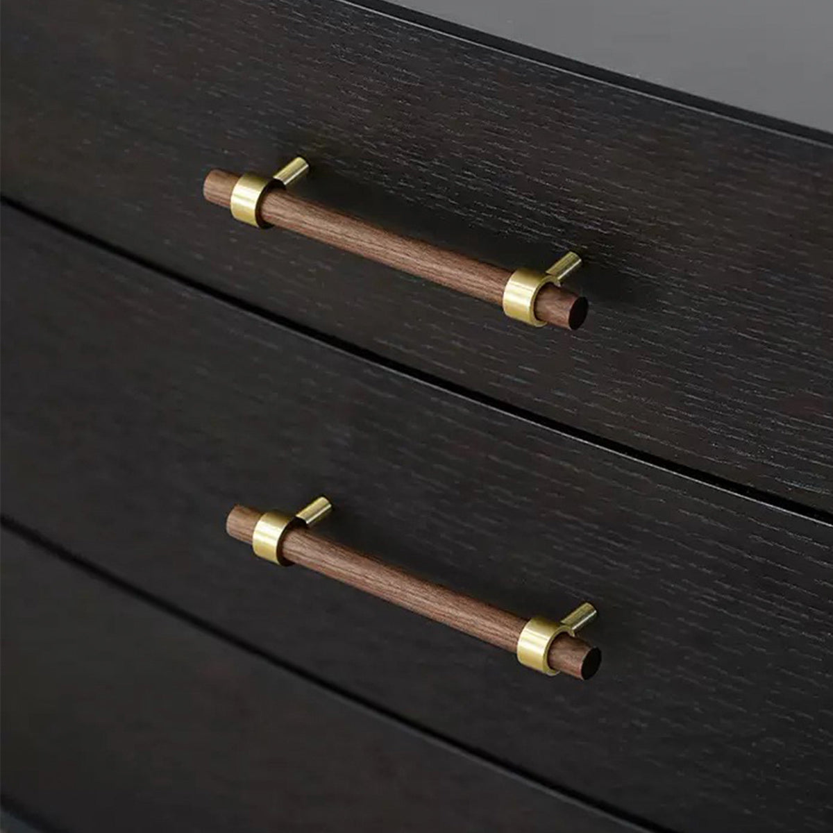 Walnut Wood Cabinet Pull with Solid Brass